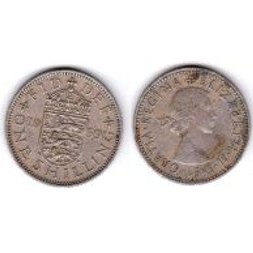 Grande Bretagne = Pièce De One Shilling, Année 1959, 3 Lions Dans Un Blason