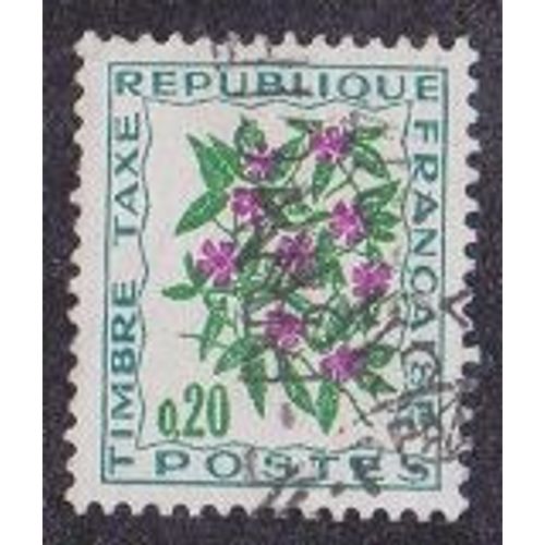 Timbre-Taxe N°98 0,20 F Mauve, Vert Clair Et Vert Foncé Fleurs Des Champs Pervenche