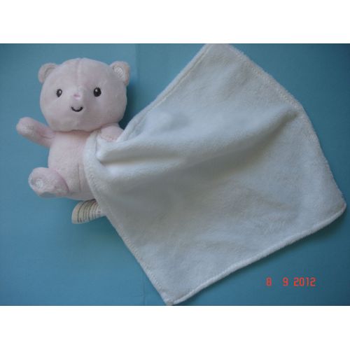Doudou Ours Rose Clair Avec Son Mouchoir - Kimbaloo- 11 Cm Haut