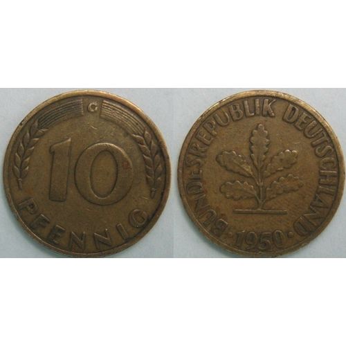 Pièce De 10 Pfennig Allemagne C 1950