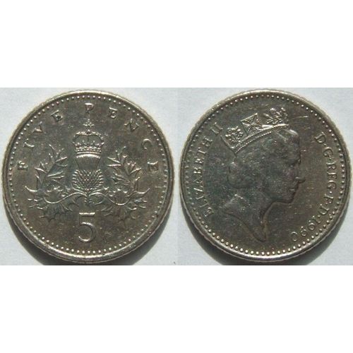Pièce De 5 Cent Royaume-Uni 1990