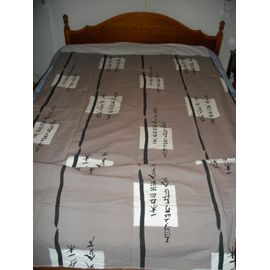 Housse De Couette (1 Personne) Beige Et Marron Clair - Motifs Écriture Chinoise + Taie D'oreiller -