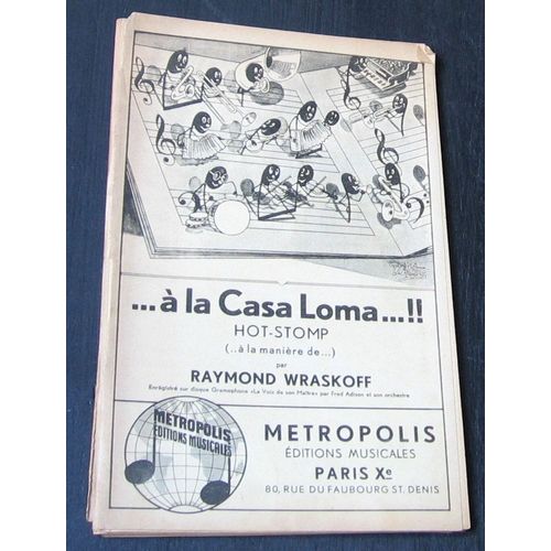 A La Casa Loma, Hot Stomp, Partition Pour Orchestre De Jazz De Raymond Wraskoff, 1934