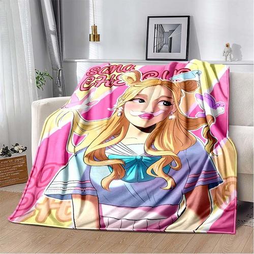 Kpop ? Couverture Deux Fois Plus Douce Pour Fille En Flanelle Imprimée De Dessin Animé Momo Mina Dahyun Couvre-Lit Canapé Cadeau