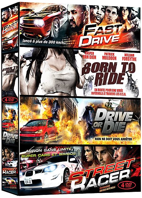 Grosses Cylindrées - Coffret 4 Films : Fast Drive + Born To Ride + Drive Or Die + Street Racer - Pack