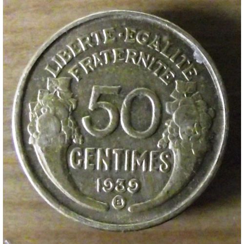 Pièce De 50 Centimes Type Morlon 1939 Lettre B(Belgique)