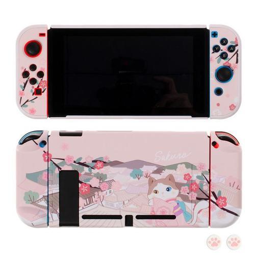 Sac Sakura Cat Switch Oled Étui Étanche En Pu Coque De Protection De Jeu Ns Support De Transport Pour Ensemble D'accessoires Nintendo Switch