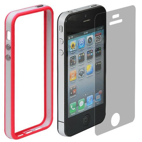 Etui Apple Iphone 5 Bumper Bicolore Blanc / Rose Pink Matiere Silicone