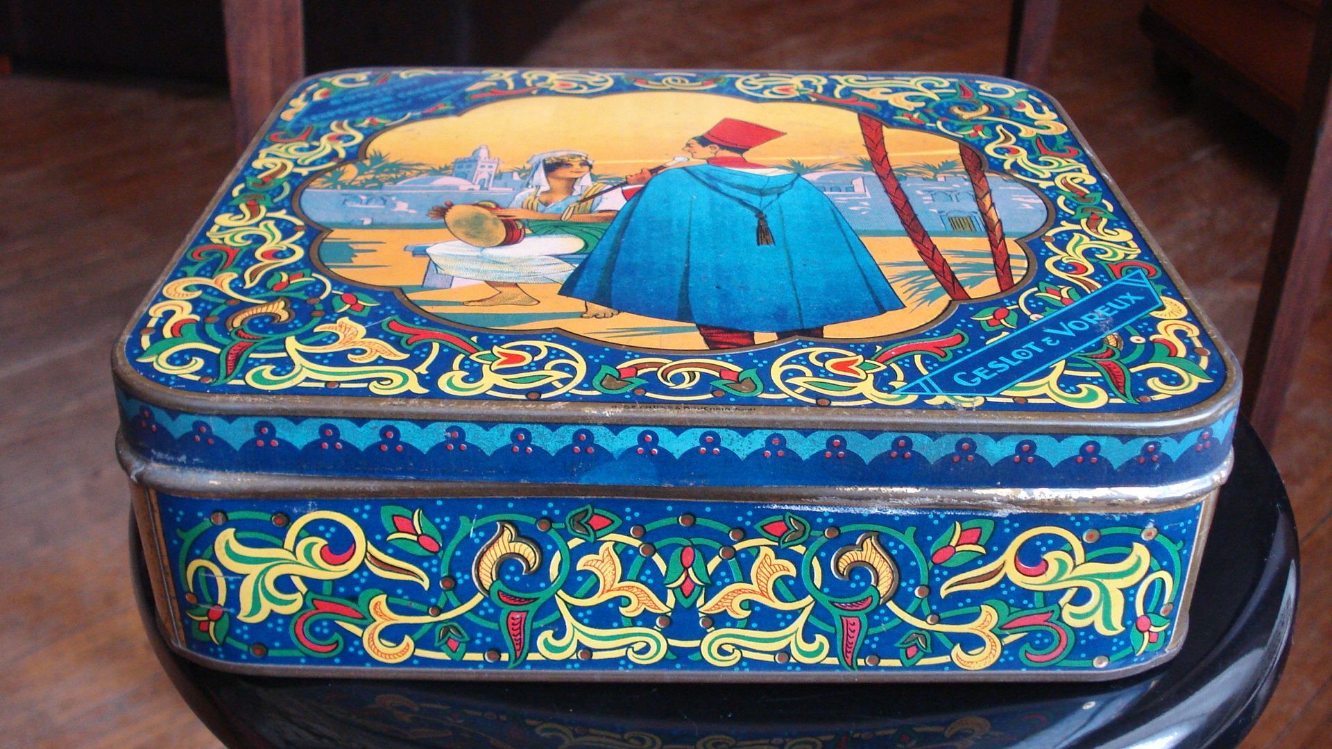 Ancienne Boite Metal Tole Geslot Voreux Exposition Coloniale 1931 Decor Oriental Rakuten