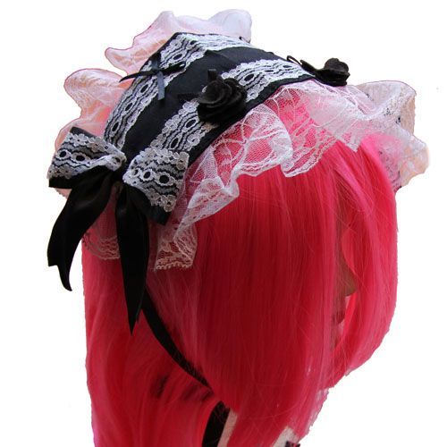 Serre-Tête Maid Lolita Sweat Pince Cheveux À Nouer Taille Ajustable Barrette