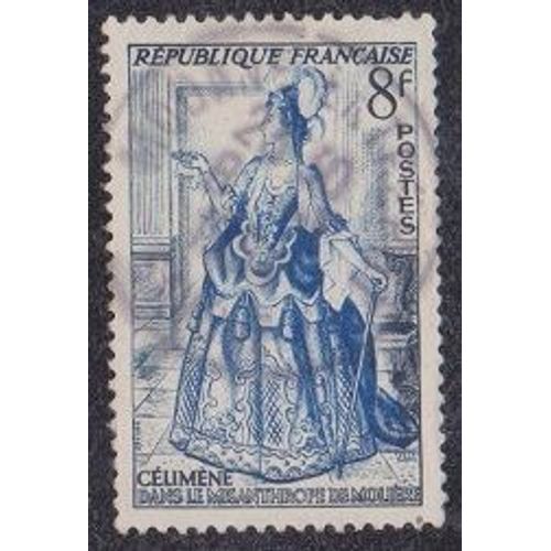 Timbre N°956 Y&t 8,00 F Bleu-Noir Et Outremer Théâtre Français Célimène