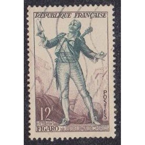 Timbre N°957 Y&t 12,00 F Brun-Lilas Et Vert-Bleu Théâtre Français Figaro