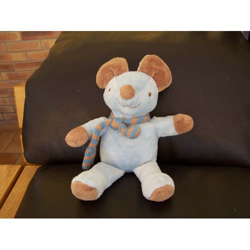Doudou Souris Bleue Eveil Et Tendresse Cmp Echarpe Rayee