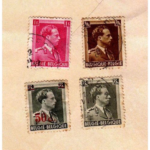 Lot De 4 Timbres Belgique Leopold 3