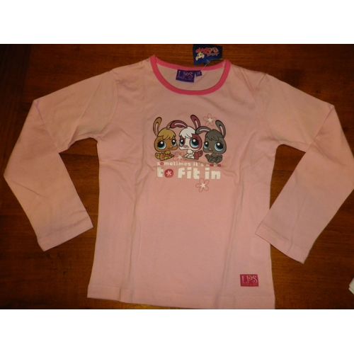 T-Shirt M Longues Pet Shop Rose Taille 7 Ans Neuf