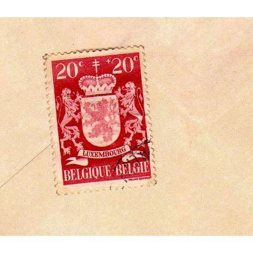 Timbre Belgique Ecusson Luxembourg 1945