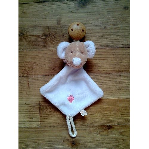 Attache Tetine Sucette Souris Noukie's Fraise Bois Doudou