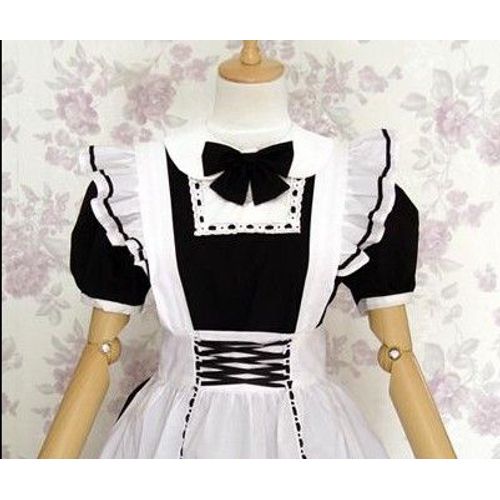 Ensemble Robe + Tablier Costume Costuplay Maid Déguisement Soirée Lolita Cosplay Déguisement Gothique