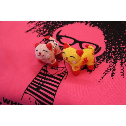 Lot De 2 Pièces De Porte-Clés Accroche Sac Bijoux Portable Chat Chi 招き猫 Maneki-Neko Chat Porte-Bonheur