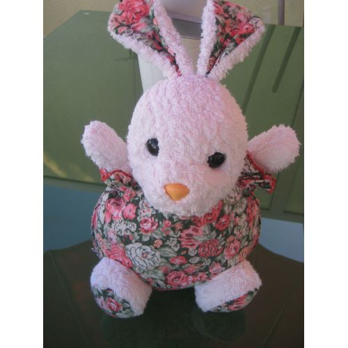 Doudou Lapin Fleurs Ajena 29 Cm