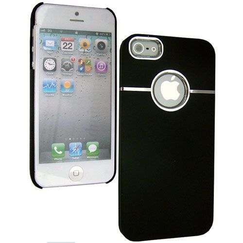 Coque Rigide Nzup Chrome Noir Pour Iphone 5 Avec Film Protection Écran