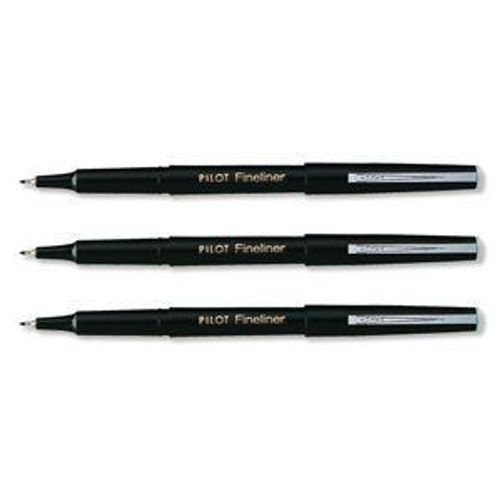 Pilot - Fineliner - Stylo Feutre Pointe Fine Baguée Métal - Corps Plastique Couleur - Encre Noir - Lot De 12