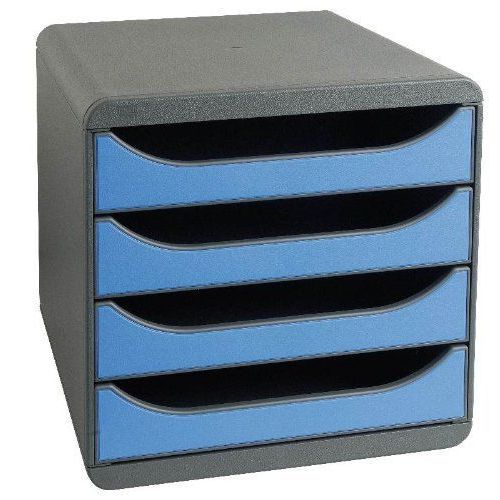 Exacompta - 310779d - Big Box - Module De Classement - 4 Tiroirs - Gris/Bleu Glace