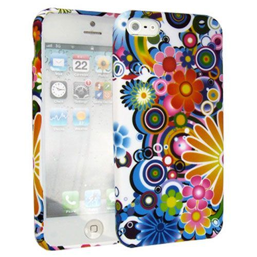 Coque Nzup Tpu Semi Rigide Blanche Flower Hippie Pour Iphone 5