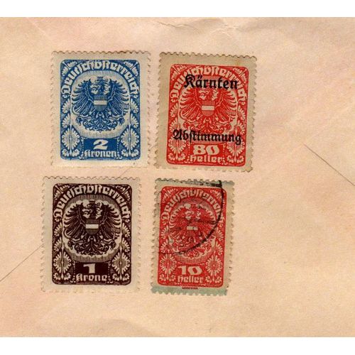 Lot De 4 Timbres Autriche Osterreich Armoiries 1920