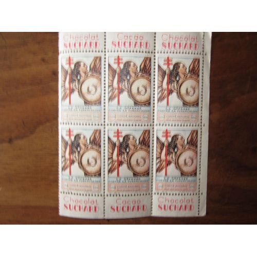 Bloc De 6 Timbres Avec Charnière Contre La Tuberculose 1936 Chocolat Cacao Suchard