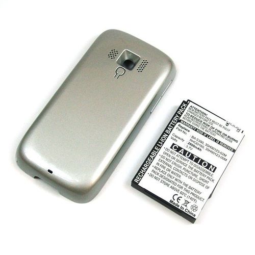 Batterie Htc Touch Pro 2 Double Capacitée Li-Ion 3,7 V  + Capot Arriere Gris Metal Silver Remplace Ba S390 Livre Avec Couvercle