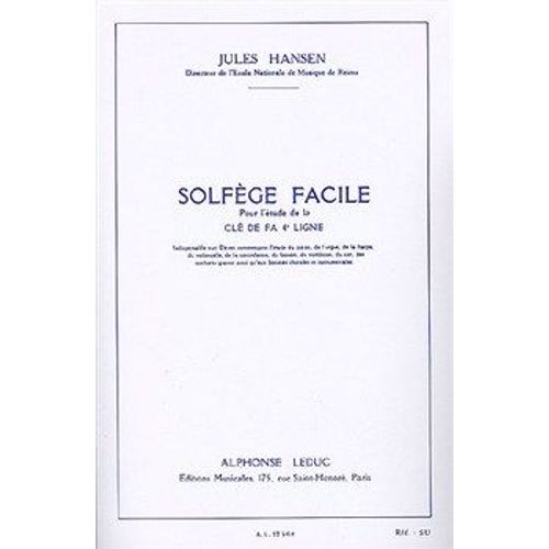 Hansen Solfège Facile Pour L'étude De La Clé De Fa