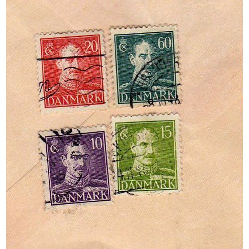 Lot De 4 Timbres Danemark Christian X