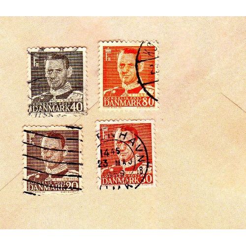 Lot De 4 Timbres Danemark Frederic Ix 1945