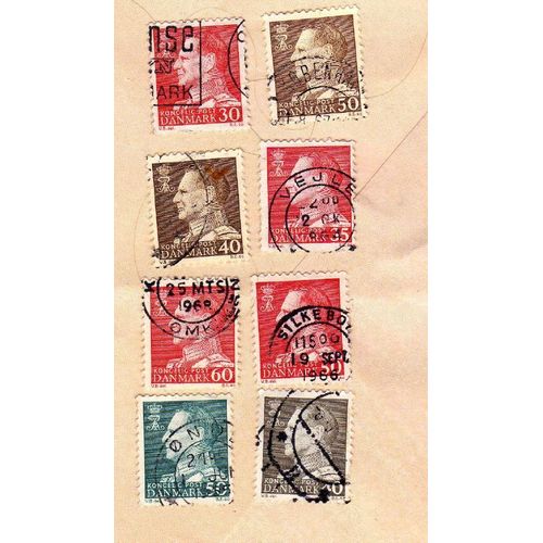 Lot De 8 Timbres Danemark Frederic Ix