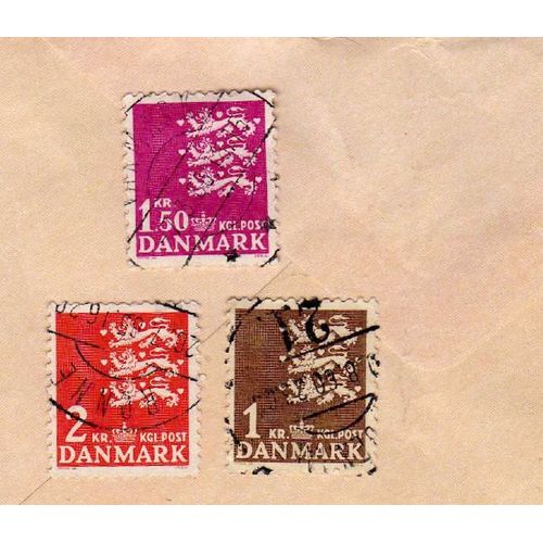 Lot De 3 Timbres Danemark Armoiries