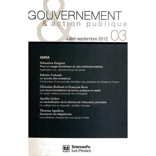 Gouvernement & Action Publique N° 3, Juillet-Septem - Varia