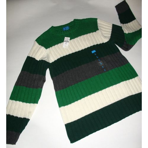 Pull Rayé Rayé Vert Gris Beige Enfant 12 Ans