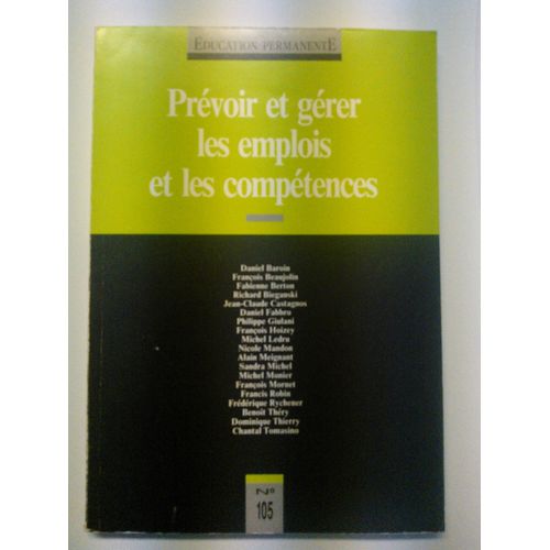 Prévoir Et Gérer Les Emplois Et Les Compétences