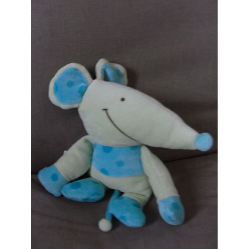 Doudou Souris Vert Anis Et Bleu A Pois "Comptoir Francais De La Mode"