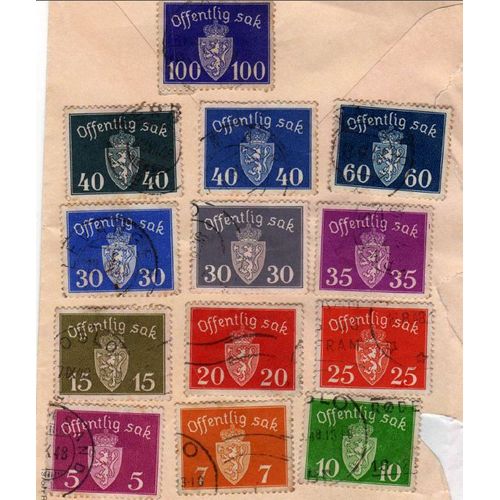 Lot De 13 Timbres Norvège Norge Offentlig Sak