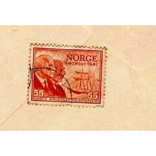 Timbre Norvège Norge  Explorateur Nansen Amundsen Polarforsking