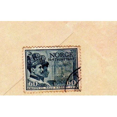Timbre Norvège Norge Roi Haakon Vii Et Reine Maud Kronung