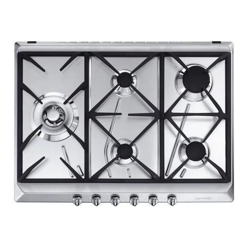 Smeg SRV575GH5 - Table de cuisson au gaz - 5 plaques de cuisson - Niche - largeur : 55.5 cm - profondeur : 47.8 cm - acier inoxydable