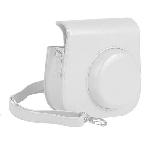 Besegad-Étui en cuir PU pour appareil photo instantané Fujifilm Instax Mini 8 8 + 9 support en poudre avec sangle initiée accessoires de sac