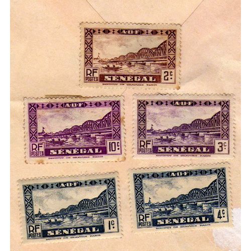 Lot De 5 Timbres Sénégal Afrique Occidentale Française - Institut De Gravure