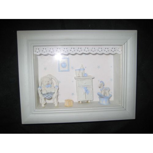 Tableau Décoratif Chambre D'enfant Ours Cheval À Bascule 18 Cm X 23 Cm