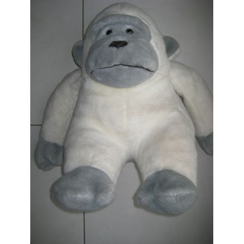 Grande Peluche Doudou Gorille Blanche Grise 50 Cm
