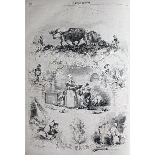Epoque Napoléon Iii. La Fabrication Du Pain. Gravure Du Monde Illustré (1862)