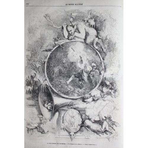 Epoque Napoléon Iii. La Saint-Hubert, Le Démon De La Chasse. Gravure Du Monde Illustré (1862)